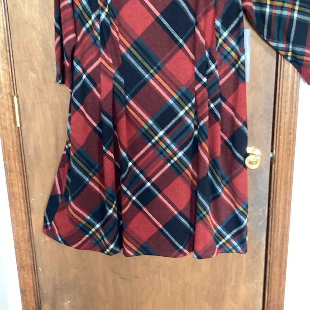 Connected dress plaid print dress w pockets has some stretch 20W - Picture 6 of 17
